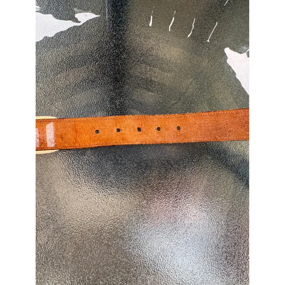 Dooney & Bourke Vintage Canvas Leather Belt Tan Brown Solid Brass Buckle 36 6212